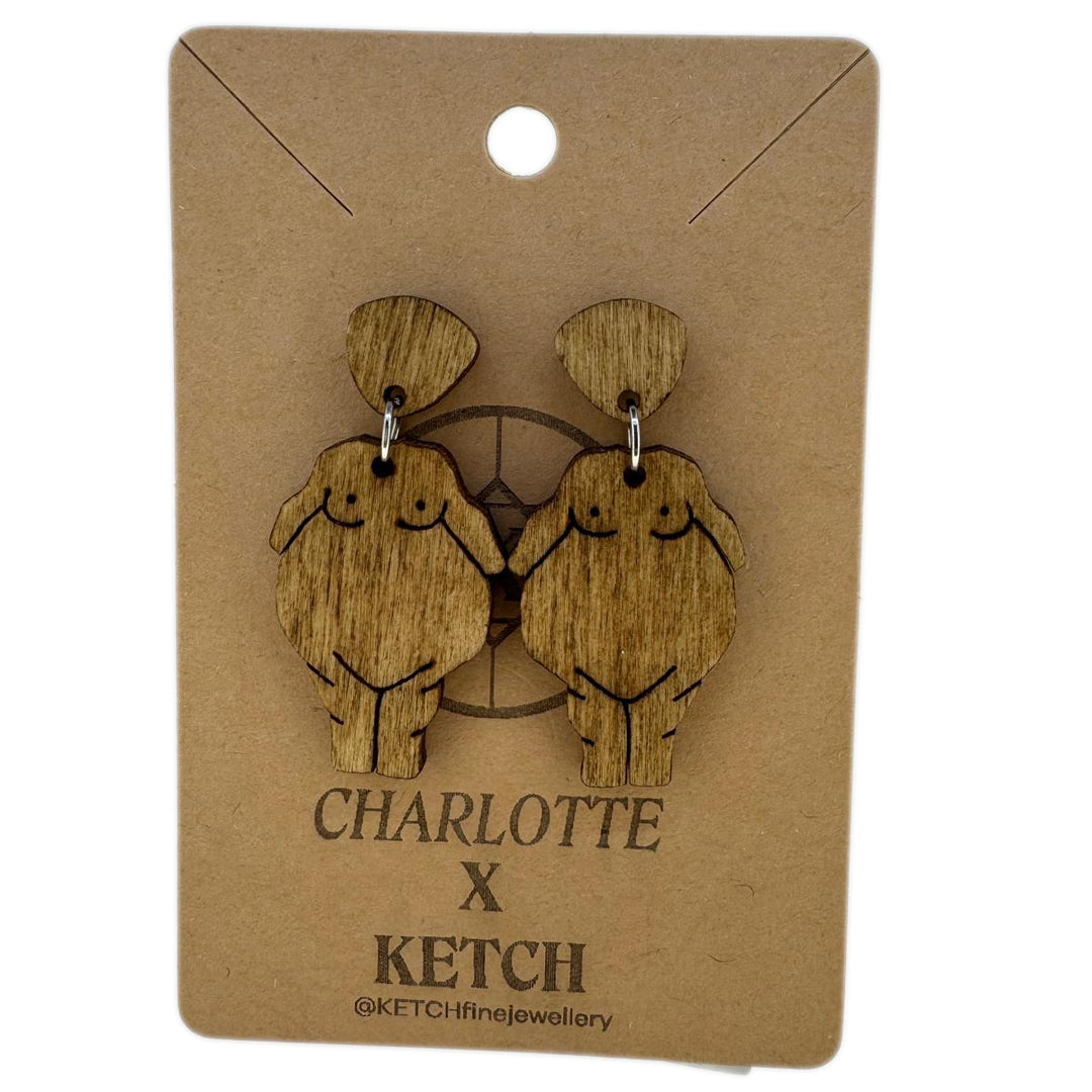 Goddess Wooden Gia Fashion Earrings With Surgical Steel back - RK Jewellery Designs