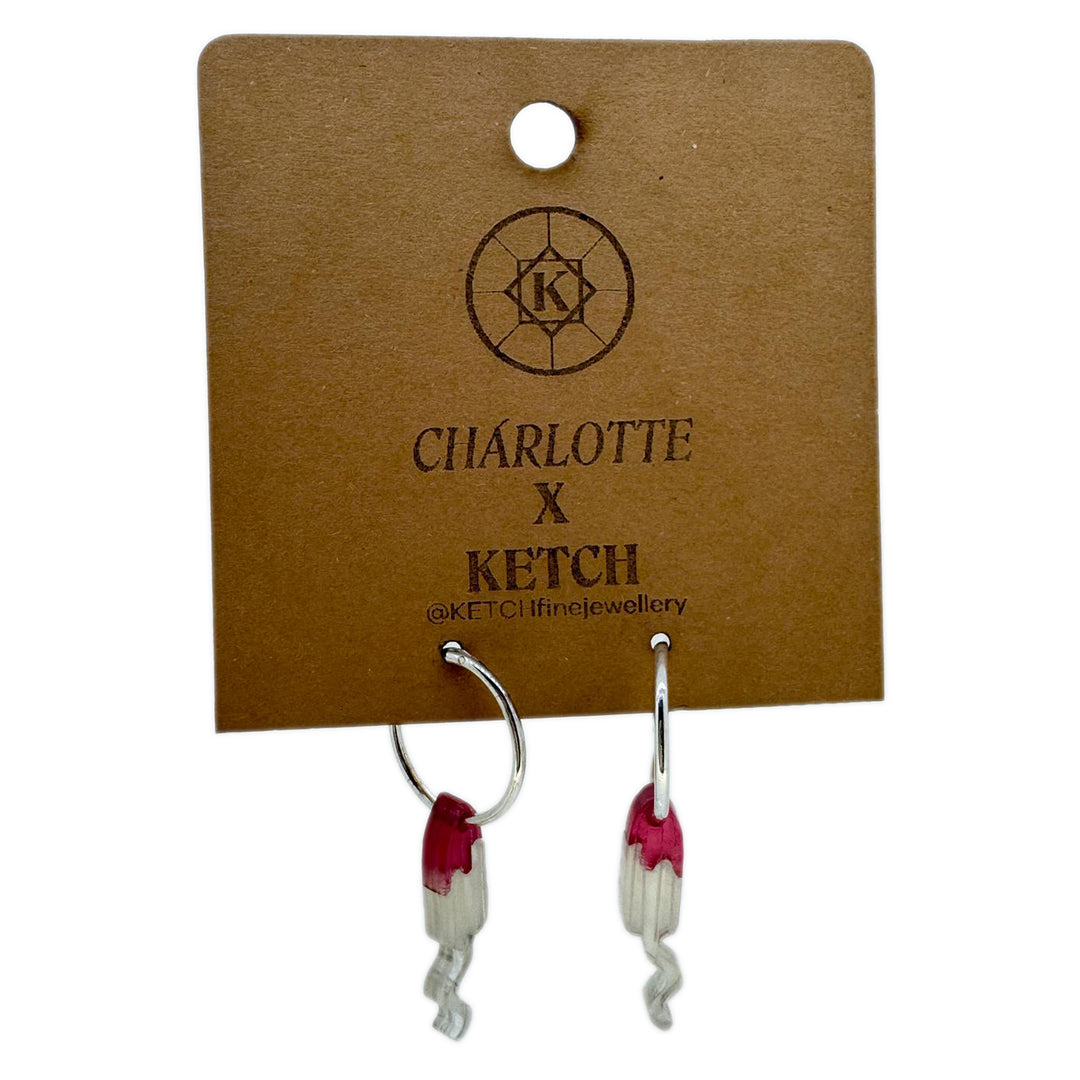Bloody Hell Tampon Hoop Earrings – Sterling Silver & Acrylic - RK Jewellery Designs