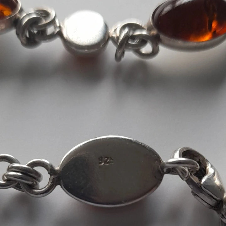925 Sterling Silver Amber Bracelet – 19cm - RK Jewellery Designs 