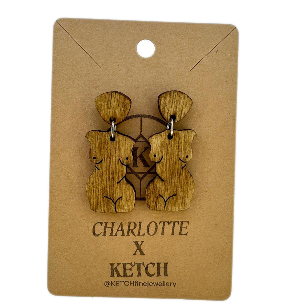 Goddess Wooden Aphrodite Fashion Earrings With Surgical Steel back - RK Jewellery Designs 