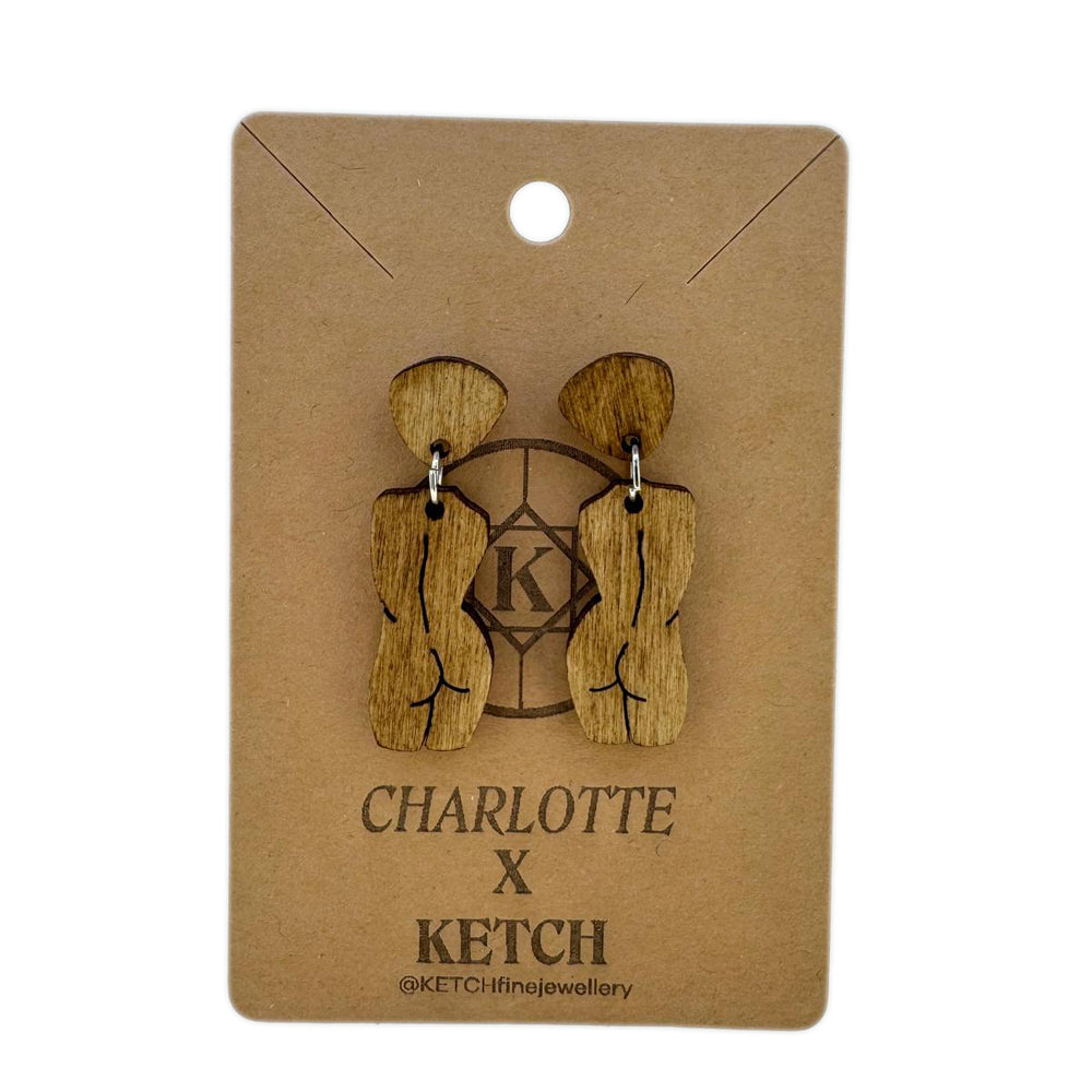 Goddess Wooden Athena Fashion Earrings With Surgical Steel back - RK Jewellery Designs 
