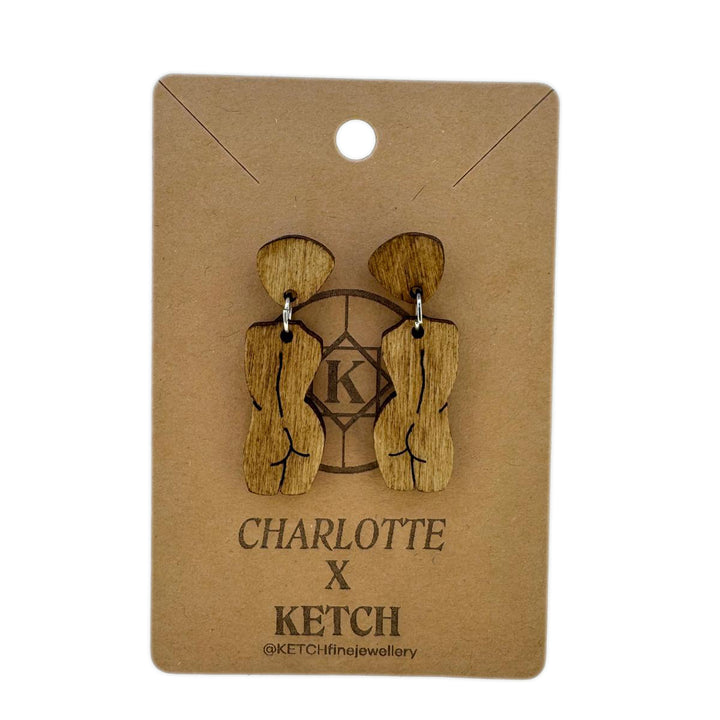 Goddess Wooden Athena Fashion Earrings With Surgical Steel back - RK Jewellery Designs 