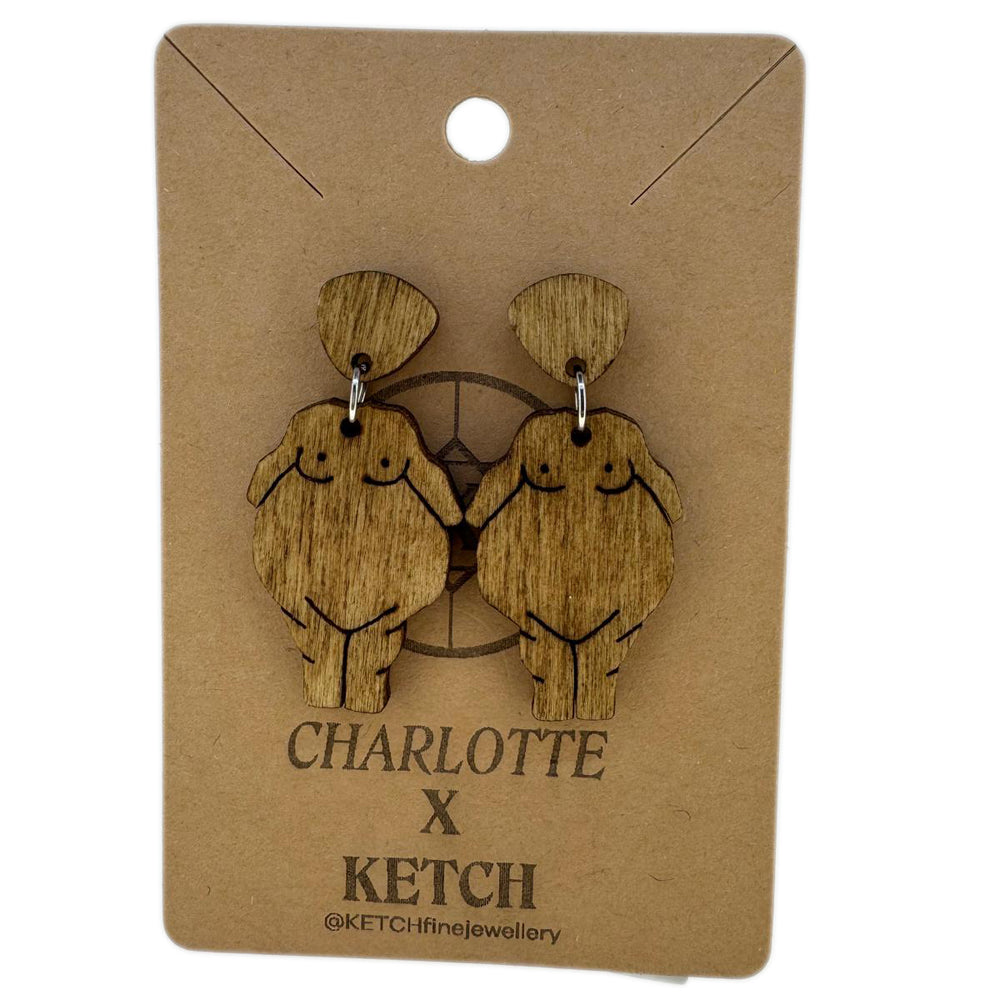 Goddess Wooden Gia Fashion Earrings With Surgical Steel back - RK Jewellery Designs 