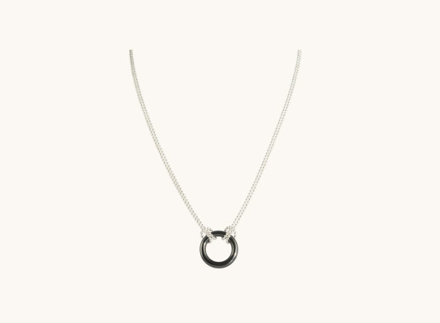 Eternal Nexus Hematite double loop silver necklace - RK Jewellery Designs 
