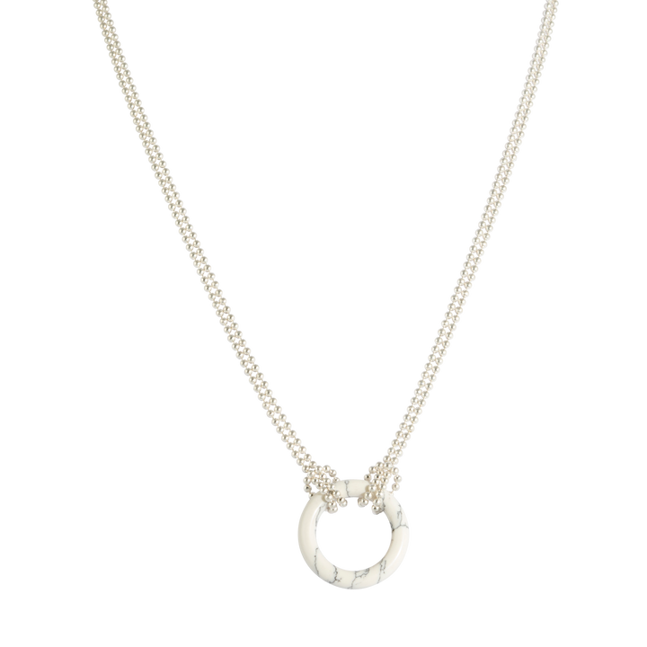 Eternal Nexus Howlite Double Loop Silver Necklace - RK Jewellery Designs 