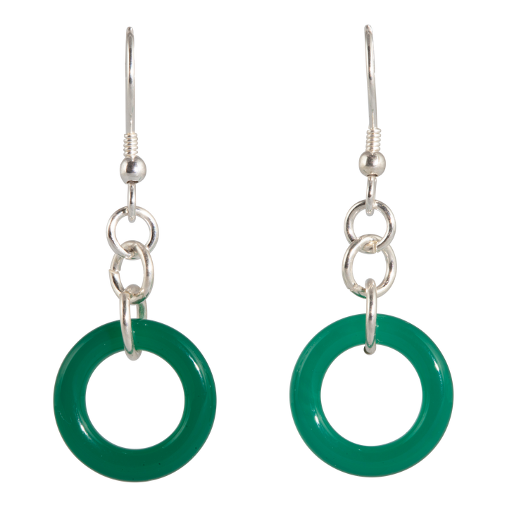 Eternal Nexus Green Agate silver Earrings - RK Jewellery Designs 