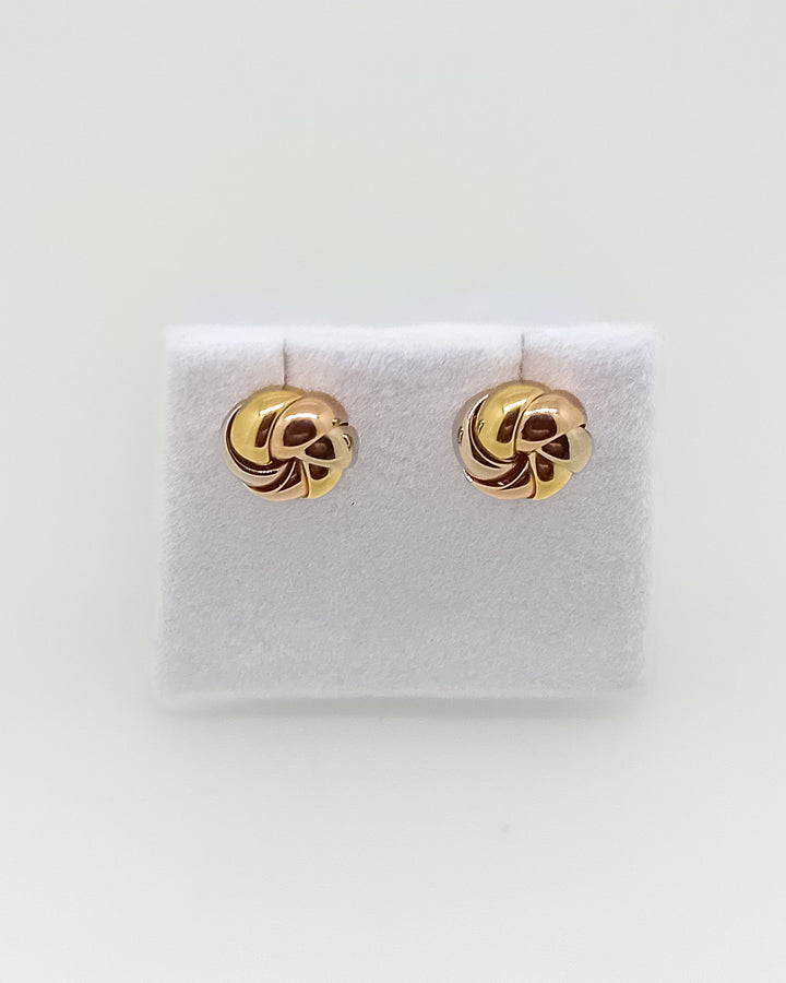 Vintage 18ct Tri-Colour Gold Knot Stud Earrings – 3.38g Boxed - RK Jewellery Designs 