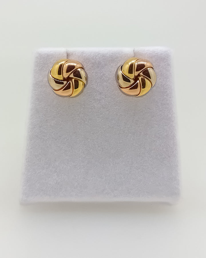 Vintage 18ct Tri-Colour Gold Knot Stud Earrings – 3.38g Boxed - RK Jewellery Designs 