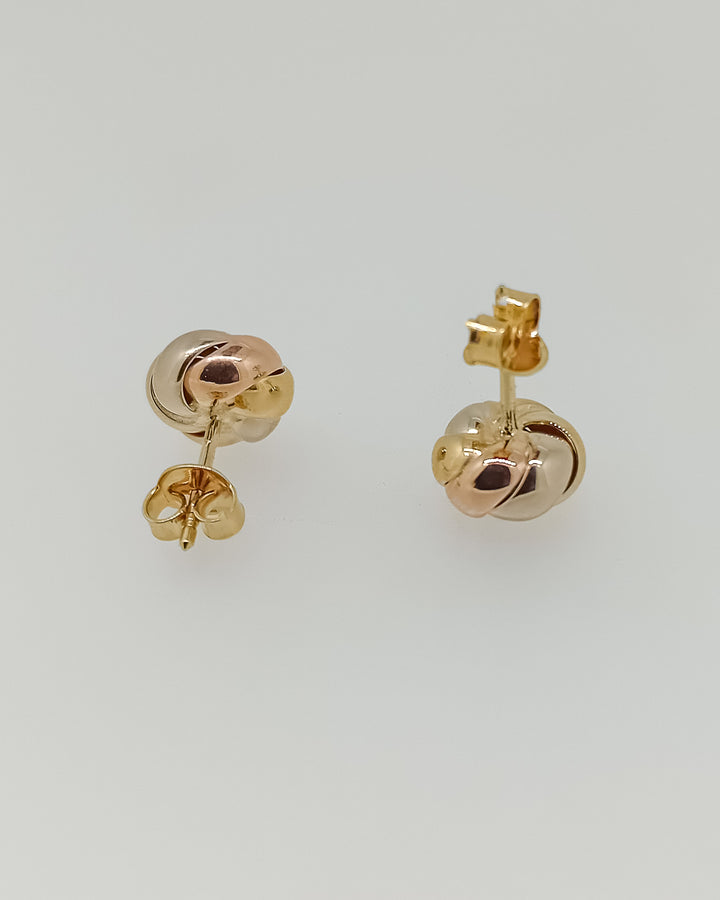 Vintage 18ct Tri-Colour Gold Knot Stud Earrings – 3.38g Boxed - RK Jewellery Designs 