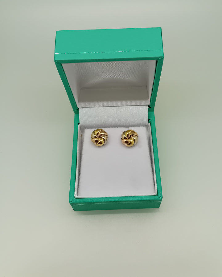Vintage 18ct Tri-Colour Gold Knot Stud Earrings – 3.38g Boxed - RK Jewellery Designs 