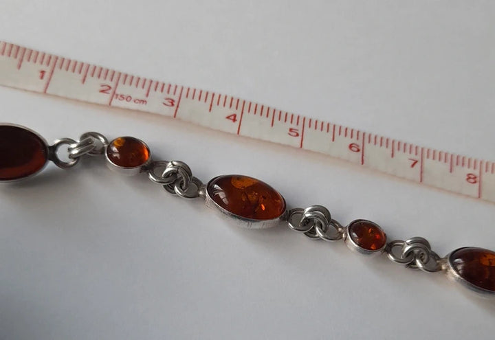 925 Sterling Silver Amber Bracelet – 19cm - RK Jewellery Designs 
