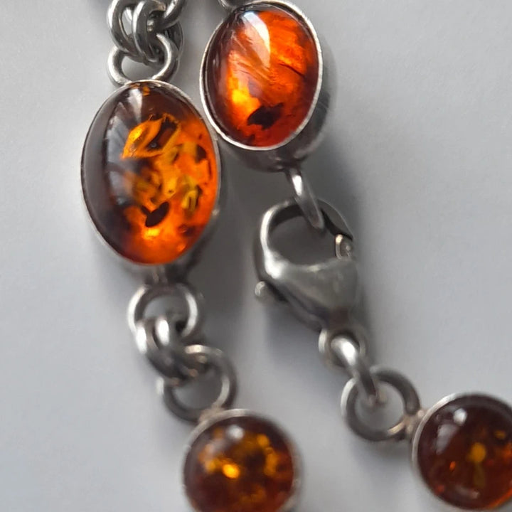 925 Sterling Silver Amber Bracelet – 19cm - RK Jewellery Designs 