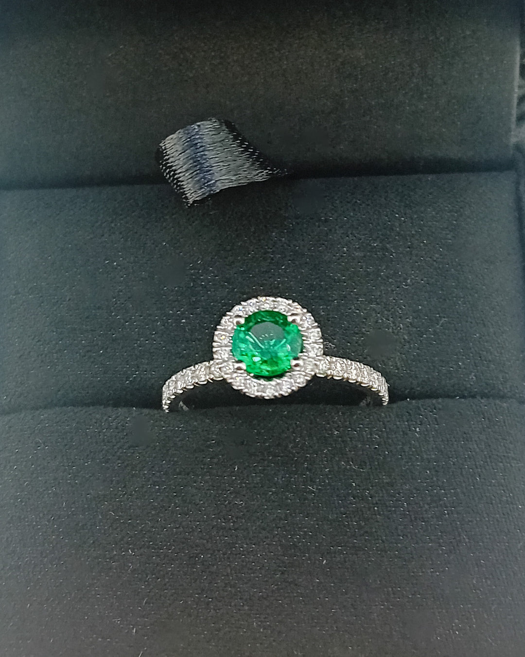 Never-Worn Platinum Zambian Emerald & Diamond Engagement Ring