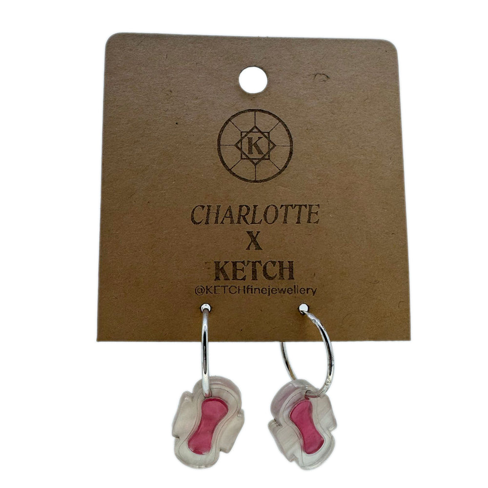 Sanitary Pad Hoop Earrings – Sterling Silver & Acrylic - RK Jewellery Designs 