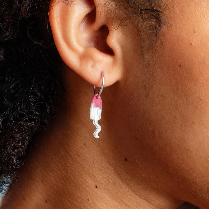 Bloody Hell Tampon Hoop Earrings – Sterling Silver & Acrylic - RK Jewellery Designs 