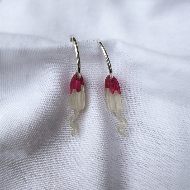 Bloody Hell Tampon Hoop Earrings – Sterling Silver & Acrylic - RK Jewellery Designs 