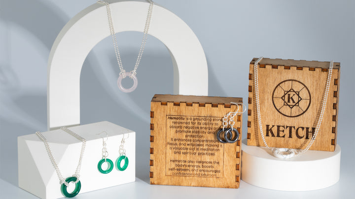 Eternal Nexus Howlite Double Loop Silver Necklace - RK Jewellery Designs 