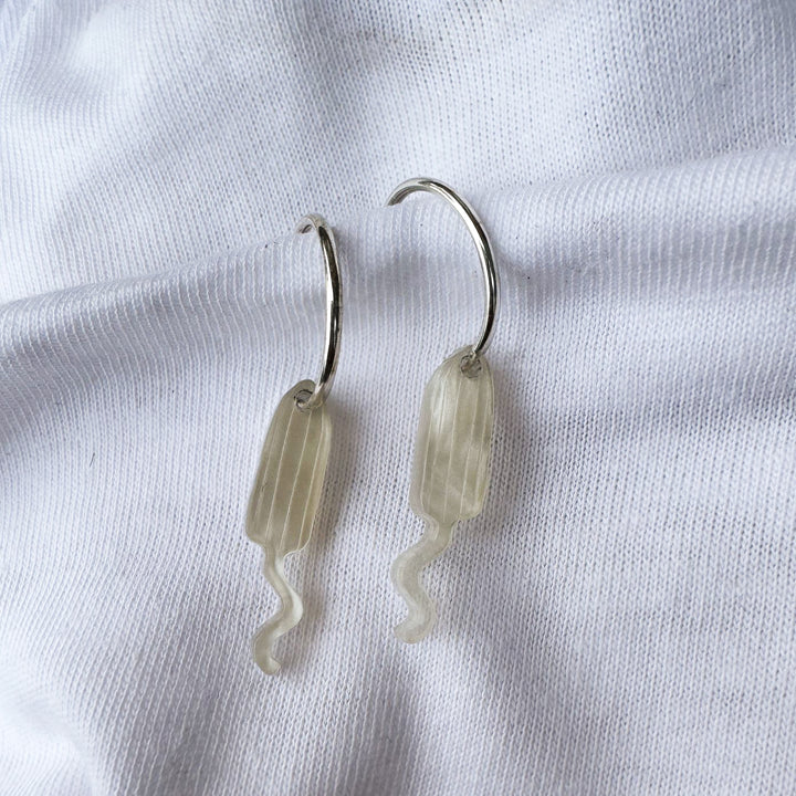 Tampon Hoop Earrings – Sterling Silver & Acrylic - RK Jewellery Designs 