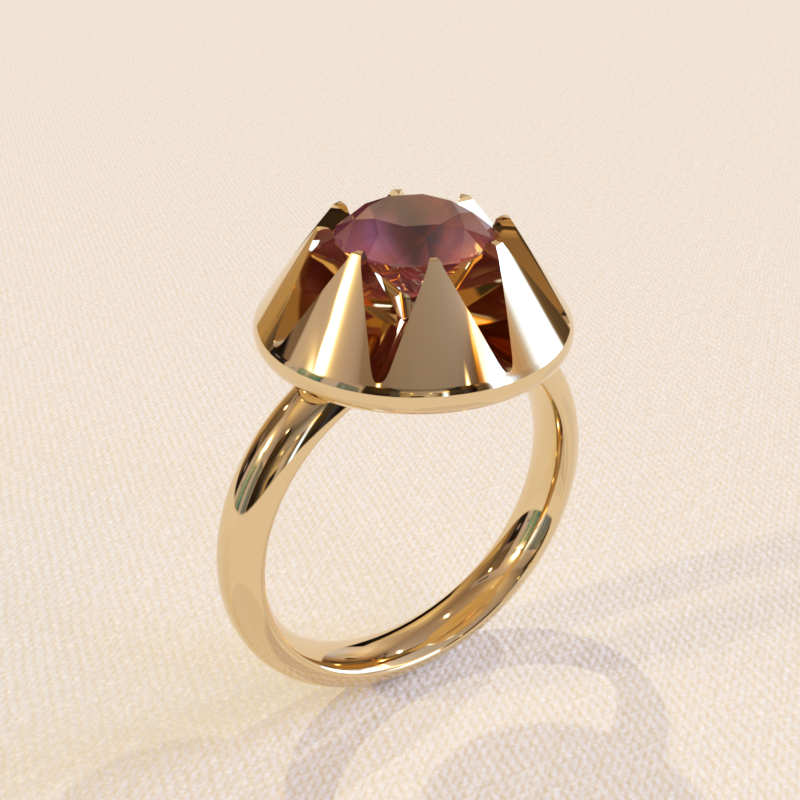 Make a statement with the Cone zone gold statement/engagement ring with 7mm ruby centre stone. - RK Jewellery Designs 