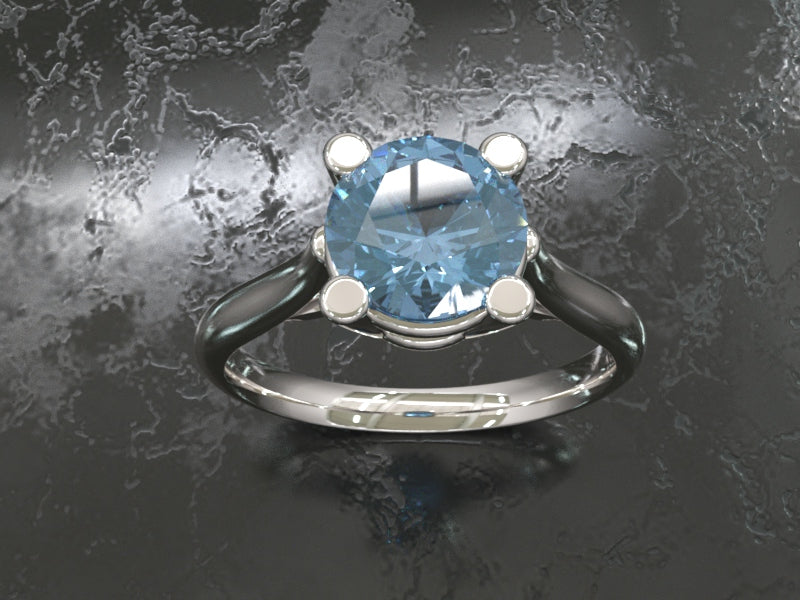 Victorian style gold/platinum solitaire blue topaz ladies ring - RK Jewellery Designs 