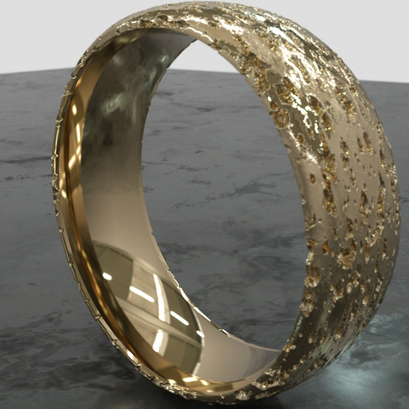 A celebration of eternal love, handmade 18ct/9ct gold luxury textured concrete wedding bands - RK Jewellery Designs 